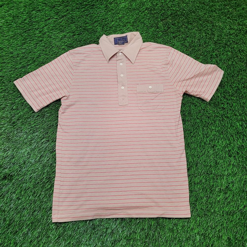 VTG 70s Finalist Dagger Collar Knit Polo Mens XS Horizontal Stripe